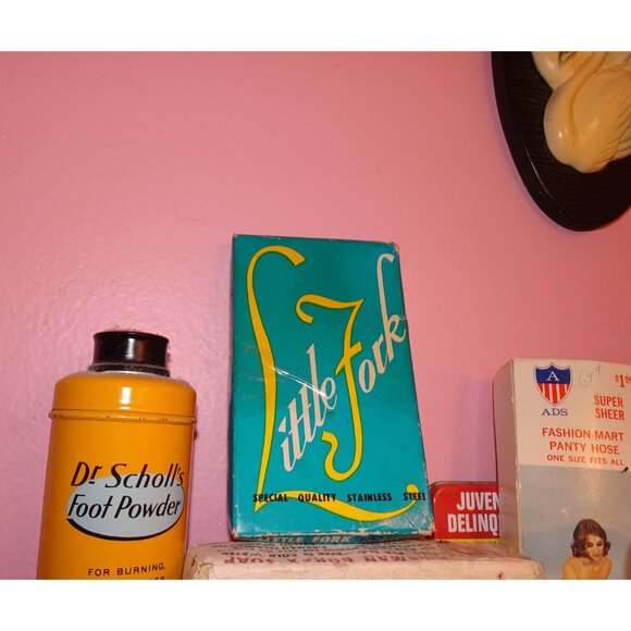 Vintage Little Fork 6 California Cocktail Appetizer Party Forks original box 50s - Picture 2 of 8